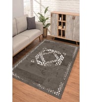 Dijital Kaymaz Taban Yıkanabilir Renkli Salon Halısı Mutfak Halısı Yolluk ND-SD-1051 (Gri)