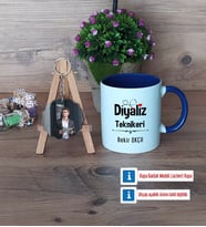 Diyaliz Teknikeri Kupa Bardak Beyaz ve Fotoğraflı Ahşap Anahtarlık Hediye (Model 3)