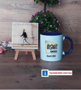 İnşaat Mühendisi Fotoğraflı Dekoratif Taş, Kupa Bardak Beyaz Hediye (Model 3)