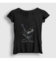 Presmono Kadın Beyaz Yüzüklerin Efendisi Güç Yüzükleri Rings Of Power T-Shirt 363939tt (Siyah)
