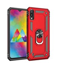 Microsonic Samsung Galaxy M10 Kılıf Military Ring Holder (Kırmızı)
