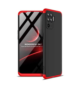 Oppo Reno 5 Lite Kılıf Zore Ays Full Koruma Kılıf (Siyah-Kırmızı)