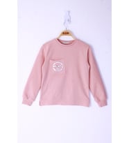Toontoy Kız Çocuk Cebi Arma Baskılı Sweatshirt (Somon)
