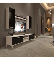 Decoraktiv Eko 7 Slm Dvd Silver Tv Ünitesi Tv Sehpası (Siyah - Beyaz)