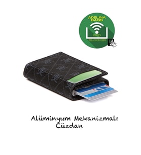 Unisex Rio Mekanizmalı Otomatik Kızaklı Kartlık Cüzdan (Siyah)