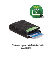 Unisex Rio Mekanizmalı Otomatik Kızaklı Kartlık Cüzdan (Siyah)