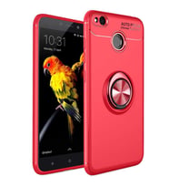 Xiaomi Redmi 4x Kılıf Zore Ravel Yüzüklü Silikon Kılıf (Kırmızı)