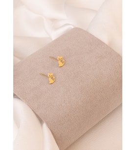 925 AYAR GÜMÜŞ MİNİMAL KEDİLİ KÜPE (Gold)