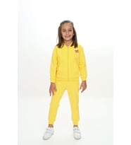 Toontoy Kız Çocuk Kanguru Cepli Göğsü Baskılı Eşofman Takım (Koyu Sarı)