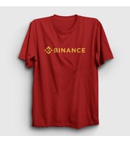 Presmono Unisex Beyaz Logo Binance Bitcoin T-Shirt 322802tt (Kırmızı)