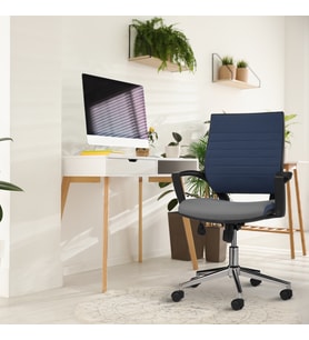 Asbir Mobilya Rigel Metal Ayaklı Çalışma Koltuğu Ofis Sandalyesi (Gri - Mavi)
