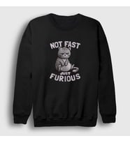 Presmono Unisex Kırmızı Not Fast Just Furious Cat Kedili Sweatshirt 460638tt (Siyah)