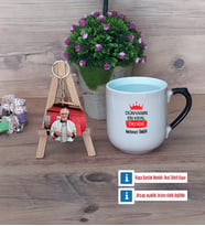 Dedeye Hediye Kupa Bardak Beyaz ve Fotoğraflı Ahşap Anahtarlık HediyeDedeye Babalar Günü Hediyesi (Model 10)