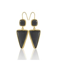 Kadir Jewellery 22 Ayar Altın Kaplama Kadın Sallantılı Küpe -El İşçiliği Ve Hipoalerjenik Küpe (Siyah)