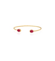 Kadir Jewellery 22 Ayar Altın Kaplama El İşçiliği Zirkon Taşlı Kadın Charm Bileklik (Kırmızı)