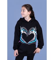 Toontoy Kız Çocuk Kapüşonlu Kanguru Cepli Baskılı Sweatshirt (Siyah)