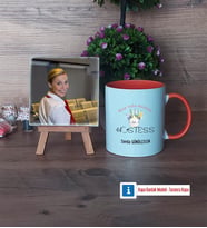 Hostes Fotoğraflı Dekoratif Taş, Kupa Bardak Beyaz Hediye (Model 13)
