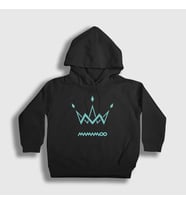 Presmono Unisex Çocuk Beyaz Logo V2 K-Pop Mamamoo Kapüşonlu Sweatshirt 273907tt (Siyah)