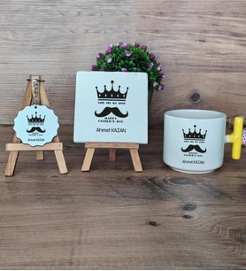 You Are My King Hediye Seti Kupa Bardak T Kulplu, Dekoratif Taş, Anahtarlık Babaya Doğum Günü Babalar Günü Hediyesi (Model 5)