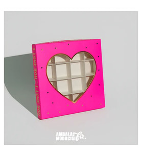 Sevgililer Günü - Valentine's Day ( 10 Adet ) Çikolata Kutusu Kırmızı Gold (Pembe)