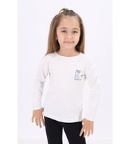 Toontoy Kız Çocuk Baskılı Tişört (Ekru)