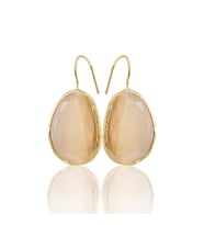 Kadir Jewellery 22 Ayar Altın Kaplama Fosil Taşlı Küpe -El İşçiliği Ve Hipoalerjenik Küpe (Turuncu)