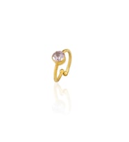 Kadir Jewellery 22 Ayar Altın Kaplama Zirkon Taşlı Ayarlanabilir Kadın Minimal Yüzük (Pembe)
