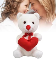 Sevdiklerinize Özel Kalp Tutan, Şirin Peluş Ayıcık - 30 cm (Beyaz)