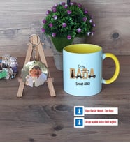 Babaya Doğum Günü Hediyesi Kupa Bardak Beyaz ve Fotoğraflı Ahşap Anahtarlık Hediye Babalar Günü Hediyesi (Model 7)