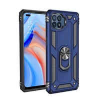 Oppo Reno 4 Lite Kılıf Zore Vega Yüzük Standlı Zırh Kılıf (Mavi)