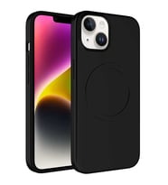 iPhone 14 Plus Kılıf Magsafe Özellikli Pastel Renk Plas Kılıf (Siyah)