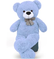 90-80 cm Papyonlu Sevimli Peluş Şaşkın Ayı - Sevgiliye En Tatlı Hediye (Açık Mavi)