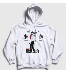 Presmono Unisex Beyaz Baji Anime Tokyo Revengers Kapüşonlu Sweatshirt 259522tt (Beyaz)