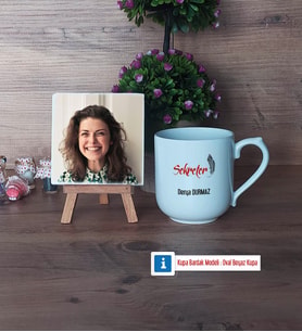 Sekretere Hediye Fotoğraflı Dekoratif Taş, Kupa Bardak Beyaz Hediye (Model 5)