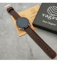 vagave Huawei Watch GT / GT2 / GT2e / GT2pro GT3 / GT3pro 46mm İsme Özel Deri Kordon 8 Renk (Kahverengi)