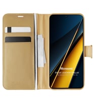 Microsonic Xiaomi Poco X6 Pro 5G Kılıf Delux Leather Wallet Siyah (Gold)