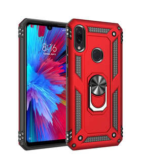 Microsonic Xiaomi Redmi Note 7 Pro Kılıf Military Ring Holder (Kırmızı)