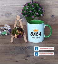 Babalar Günü Hediyesi Kupa Bardak Beyaz ve Fotoğraflı Ahşap Anahtarlık HediyeBabaya Hediye (Model 14)