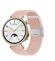 Sneezy Huawei Watch GT 4 41mm İle Uyumlu 18mm Metal Klips Solo Fiberlink Örgü Kordon (Pudra)