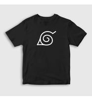 Presmono Unisex Çocuk Beyaz Konoha Anime Naruto T-Shirt 133357tt (Siyah)