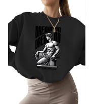 kalın Sweatshirt erkek Rönesans heykeli üzerine rüya Baskılı 3 iplik şardonlu kadın unisex bisiklet (Siyah)