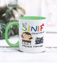 Sınıf Öğretmeni Tasarımlı Kişiye Özel Kupa Bardak (Yeşil)