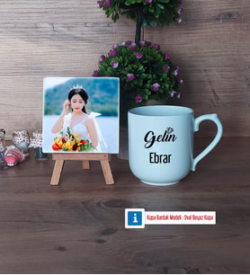 Gelin Fotoğraflı Dekoratif Taş, Kupa Bardak Beyaz Hediye (Model 5)