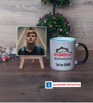 Otomotiv Mühendisi Fotoğraflı Dekoratif Taş, Kupa Bardak Beyaz Hediye (Model 9)