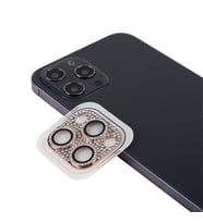 Uyumlu Model Apple iPhone 13 Pro Max Full Taşlı Kamera Lens Koruyucu Çerçeveli Koruyucu CL-08 (Pembe)