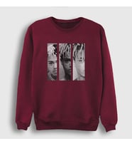 Presmono Unisex Beyaz Three XXXTentacion Sweatshirt 49395tt (Bordo)