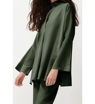 Tarz Kadın Modern Moda Normal Bel Boru Paça V Yaka Yakası Detaylı Dokuma Alt Üst Takım (Füme)