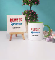 Rehber Öğretmeni Kupa Bardak Lacivert Dekoratif Taş Baskı (Model 7)