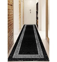 Dijital Baskılı Kaymaz Taban Yıkanabilir Modern Yolluk Ve Koridor Halısı NDU-SD-1077 (Siyah)