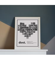DOST YAZILI KALP KOLAJ ÇERÇEVE (SİYAH BEYAZ) (Beyaz)